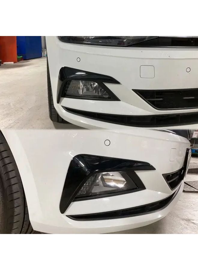 Glossy Black Front Bumper Lip Spoiler Fog Light Cover Grille For Volkswagen VW Polo MK6 Virtus 2017 2021 - Image 2